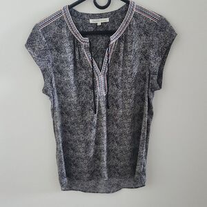 Daniel Rainn Women's Patterned Blouse with Pink and Blue Trim